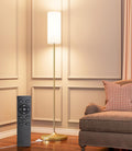 luckystyle LED Floor Lamp for Living Room, Dimmable Standing Lamps with Foot Switch, Remote Custom Color Temperature Gold Pole Lamp with…