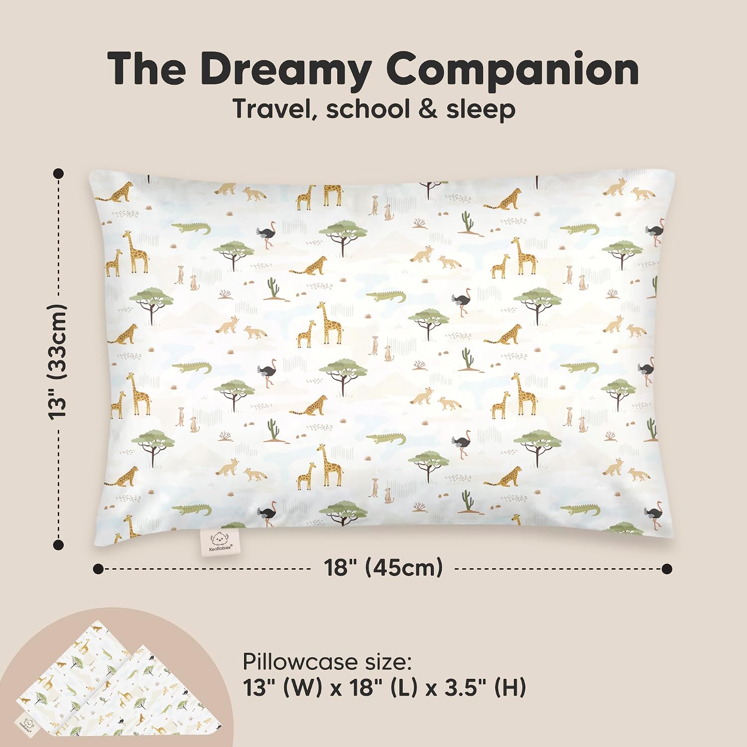 Toddler Pillow with Pillowcase - 13x18 My Little Dreamy Kids Travel Bed Pillows for Sleeping, Organic Cotton Small Pillowcase, Soft &…