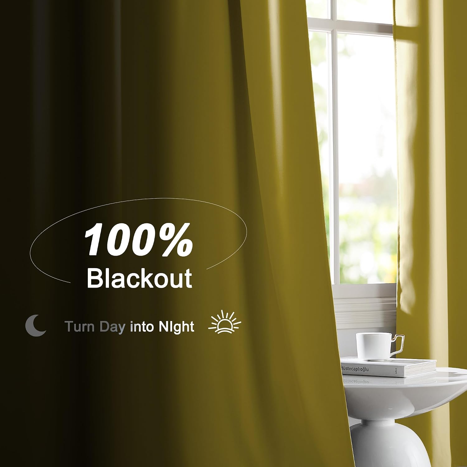 Nicetown 100% Blackout Curtains for Patio Sliding Glass Door, Paler Yellow W52 x L84 Set of 2 Light Blocking & Soundproof Drapes, Rod Pocket…