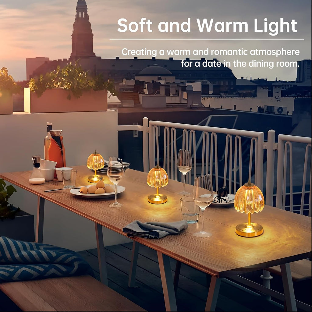 Shenmoyl Tulip Small Table Lamp, 5200mAh Cordless Touch Control Mini Table Lamp with 3 Color Temps & Stepless Dimming, Perfect for Small Sp…