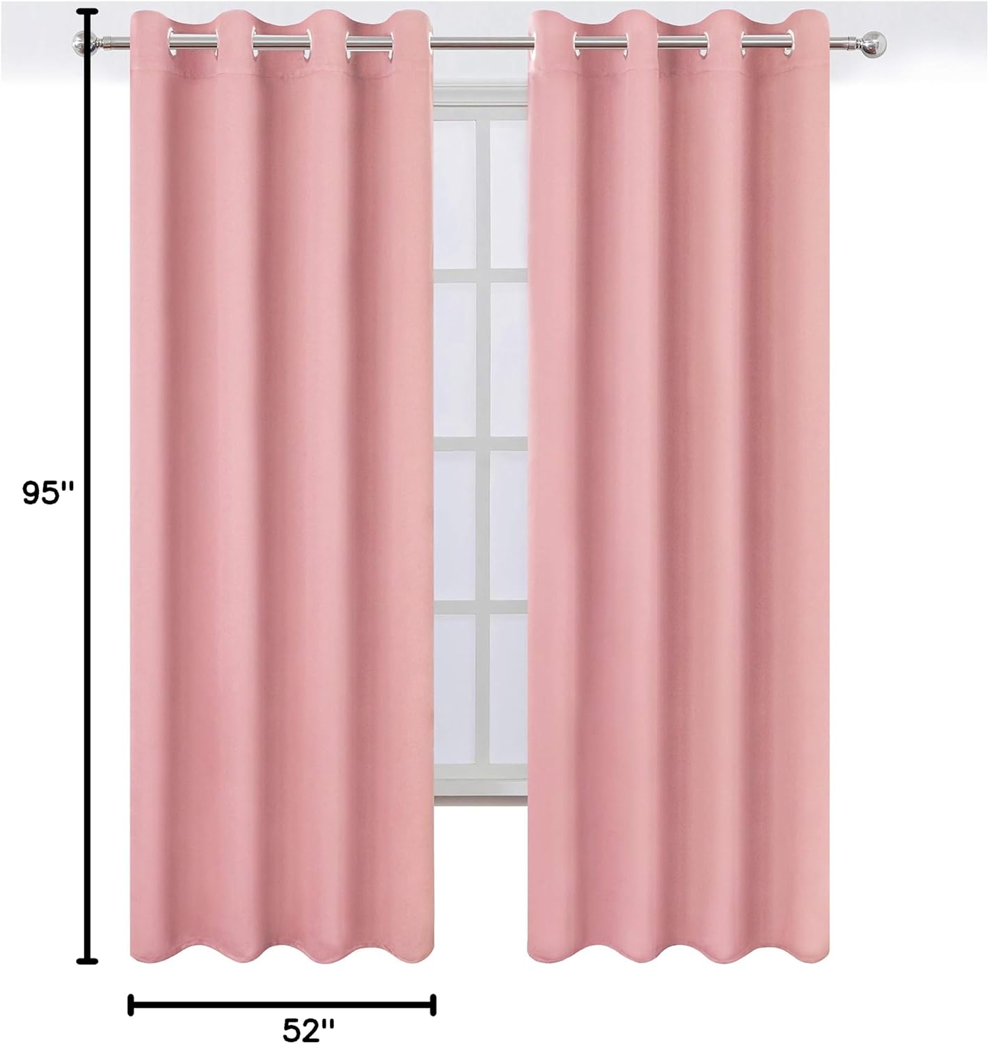 Lemomo Pink Thermal Blackout Curtains/52 x 95 Inch/Set of 2 Panels Room Darkening Curtains for Bedroom 95 Inch Pink