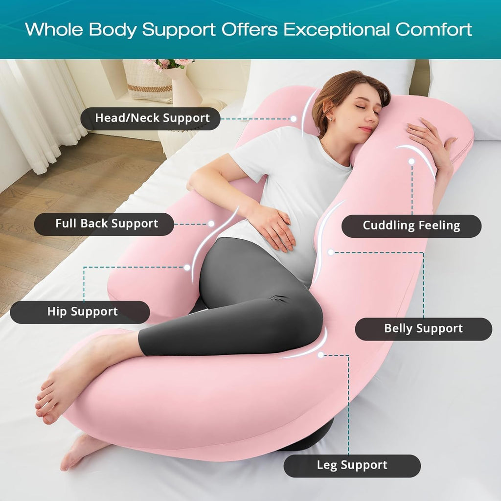 Sasttie Pregnancy Pillows for Sleeping, Jumbo U Shaped Cooling Full Body Pillow with Removable Cover, Pregnant Women Must Haves, Maternity…