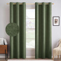 Miulee 100% Blackout Linen Textured Curtains for Bedroom Solid Thermal Insulated Olive Green Grommet Room Darkening Curtains & Drapes Luxur…