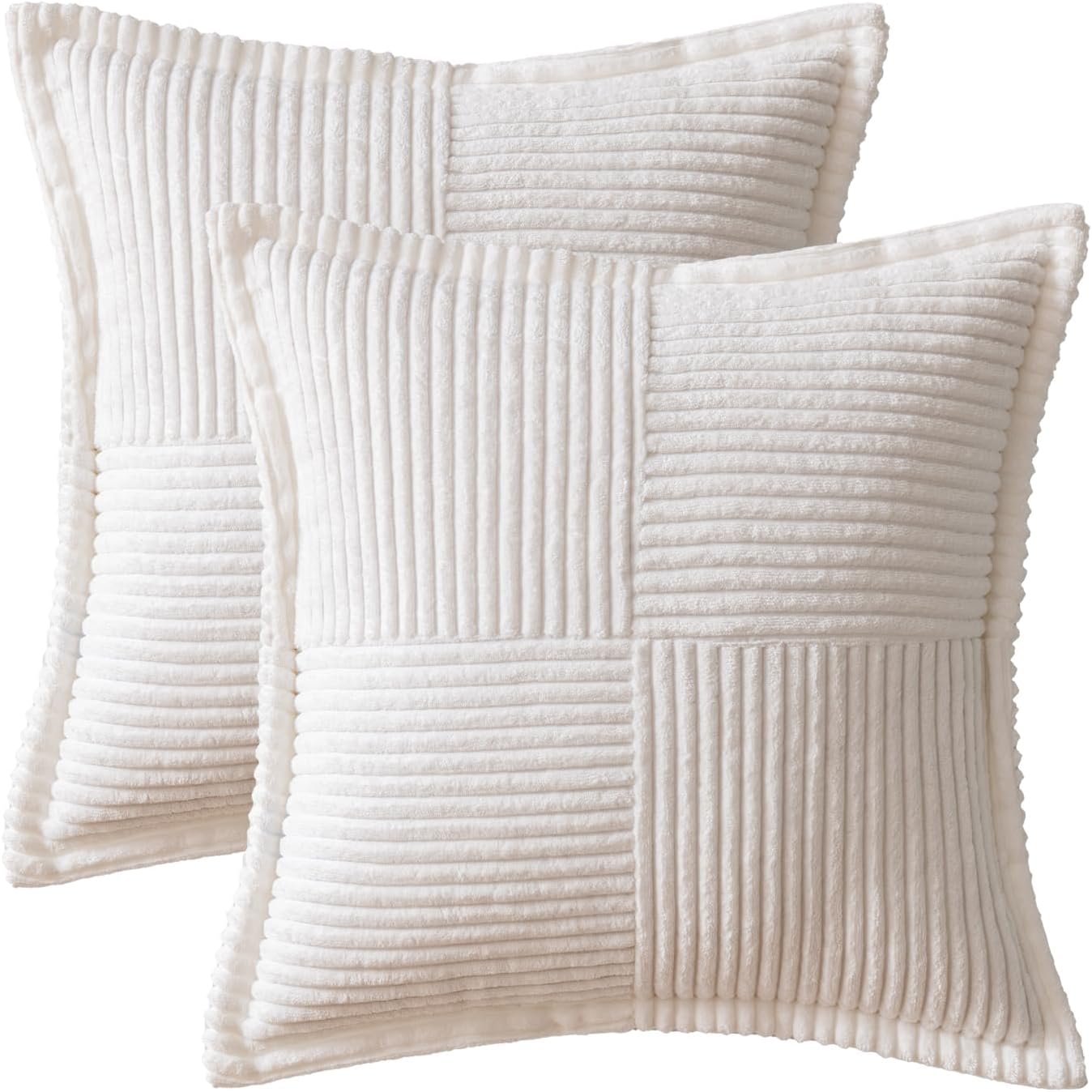 MIULEE Decorative Euro Sham Throw Pillow Covers for Couch Bed Livingroom 24x24 Inch Set of 2 White Boho Accent Throw Pllows Broadside…
