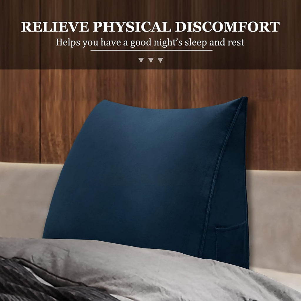 Small Triangular Reading Pillow Bed Wedge Headboard Pillow, Back Support Pillow for Sitting up in Bed Daybed Bolster Backrest Couch Sofa…
