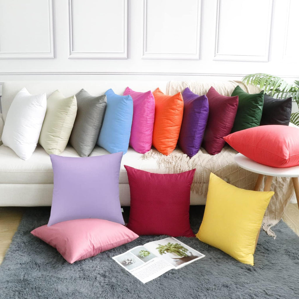 Thmyo 4-Pack 100% Cotton Comfortable Solid Decorative Throw Pillow Case, Square Cushion Cover Pillowcase Sublimation Blank Pillow Covers DI…