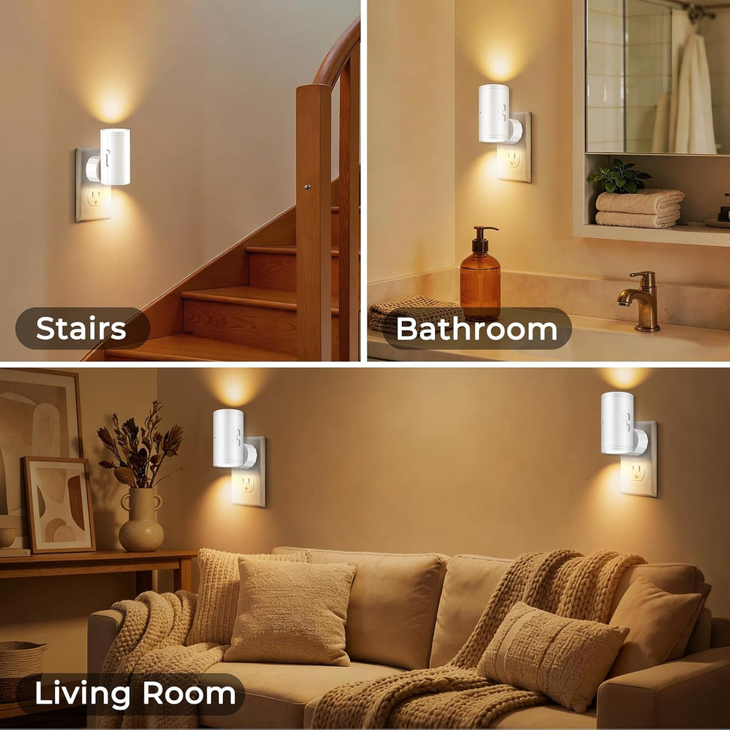 Motion Sensor Night Light with Dusk-to-Dawn Auto On/Off, Plug-in Wall Night Lights (Soft White 3000K), Dimmable 5–150 LM, Dim Standby…