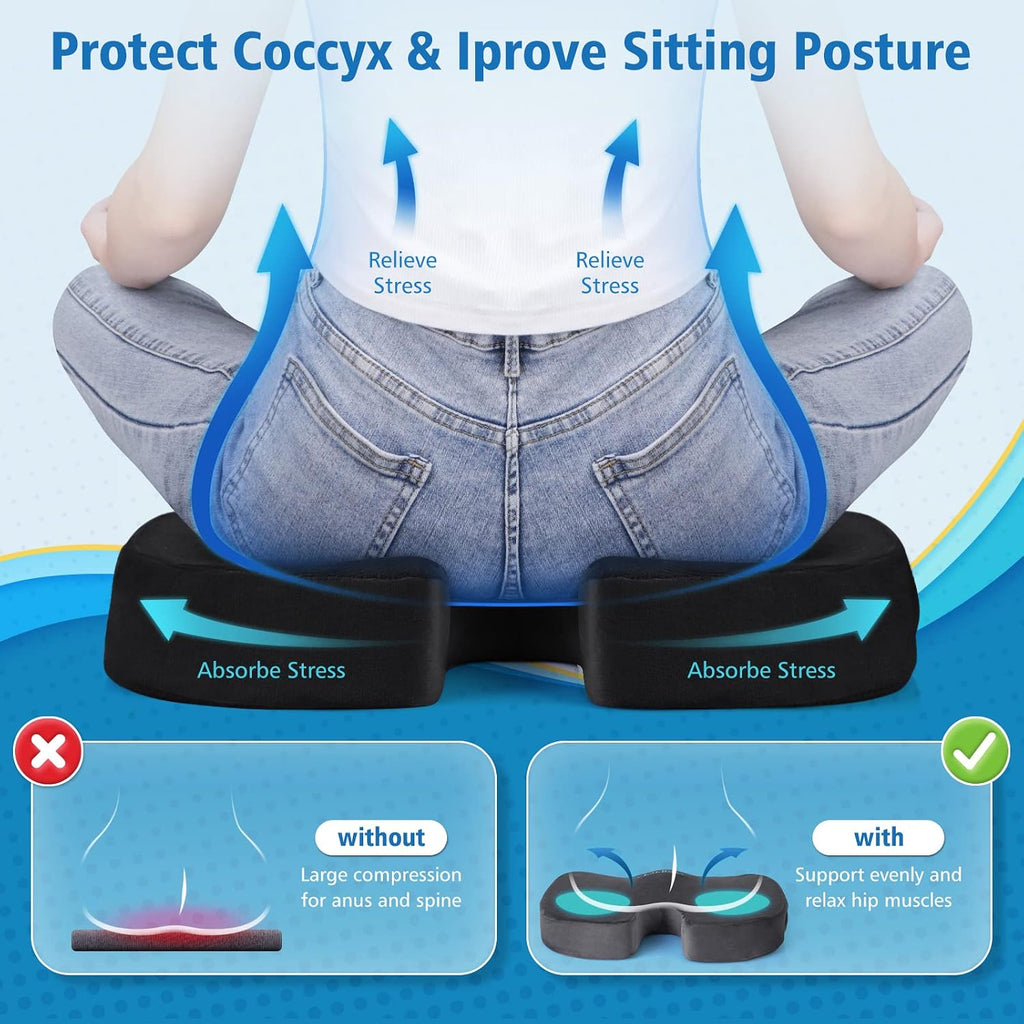CloudBliss Gel Seat Cushion - Cooling Gel Enhanced, Memory Foam, Ergonomic Seat Cushion for Long Sitting for Office, Game, Car, Airplane…