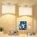Luvkczc Table Lamps for Living Room with USB C+A Ports - Fully Stepless Dimmable Bedsides Lamp with Linen Lampshade, Lamps for Night…