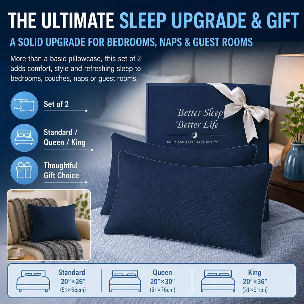 Cieltown Cooling Pillow Cases for Hot-Sleepers: Q-Max ≥0.4 Nylon Spandex Cool-to-Touch for Night Sweats - Waffle Weave for Dry & Com…