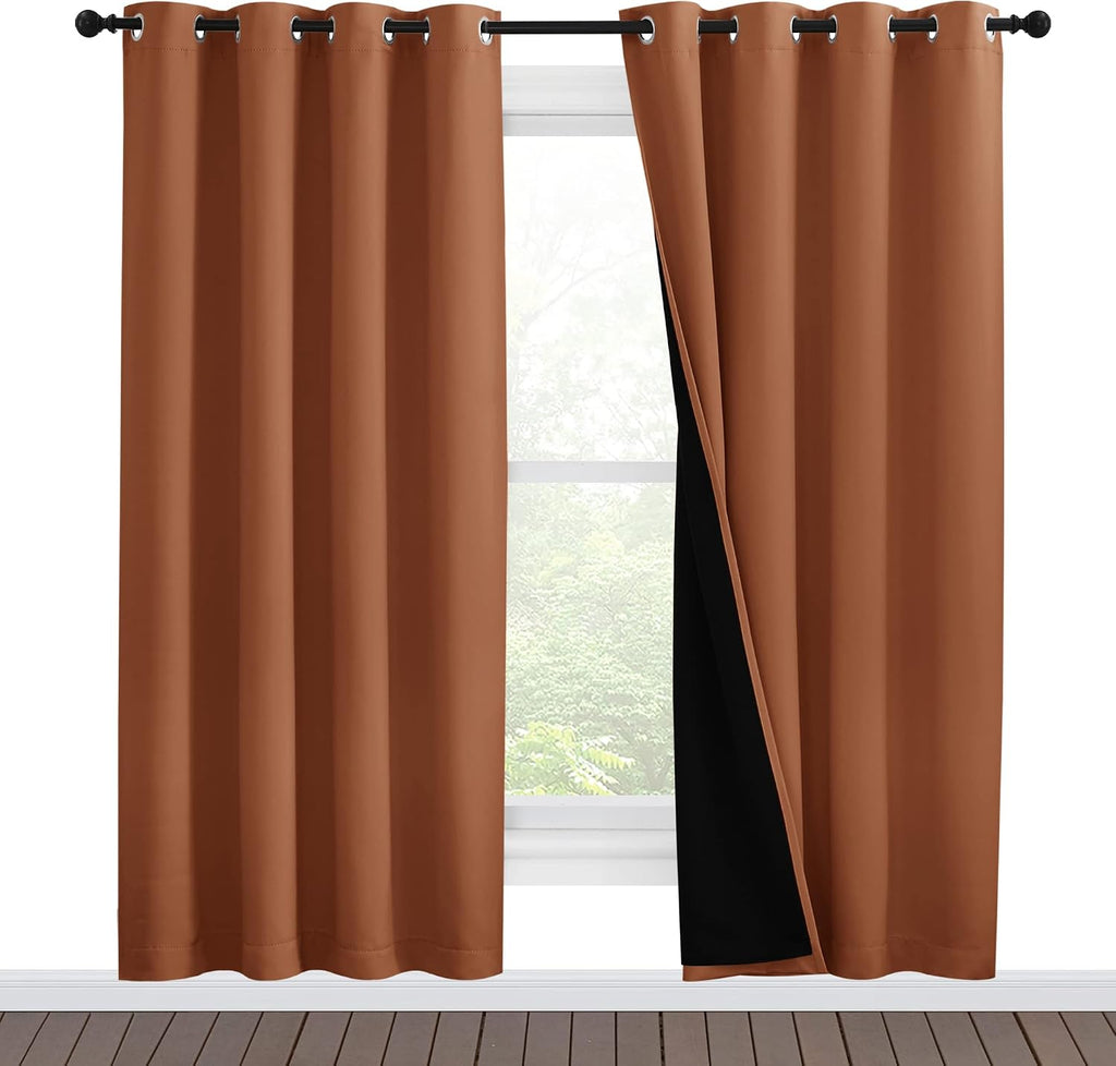 Nicetown 100% Blackout Window Curtain Panels, Full Light Blocking Drapes with Black Liner for Nursery, 78-inch Drop Thermal Insulated Drape…