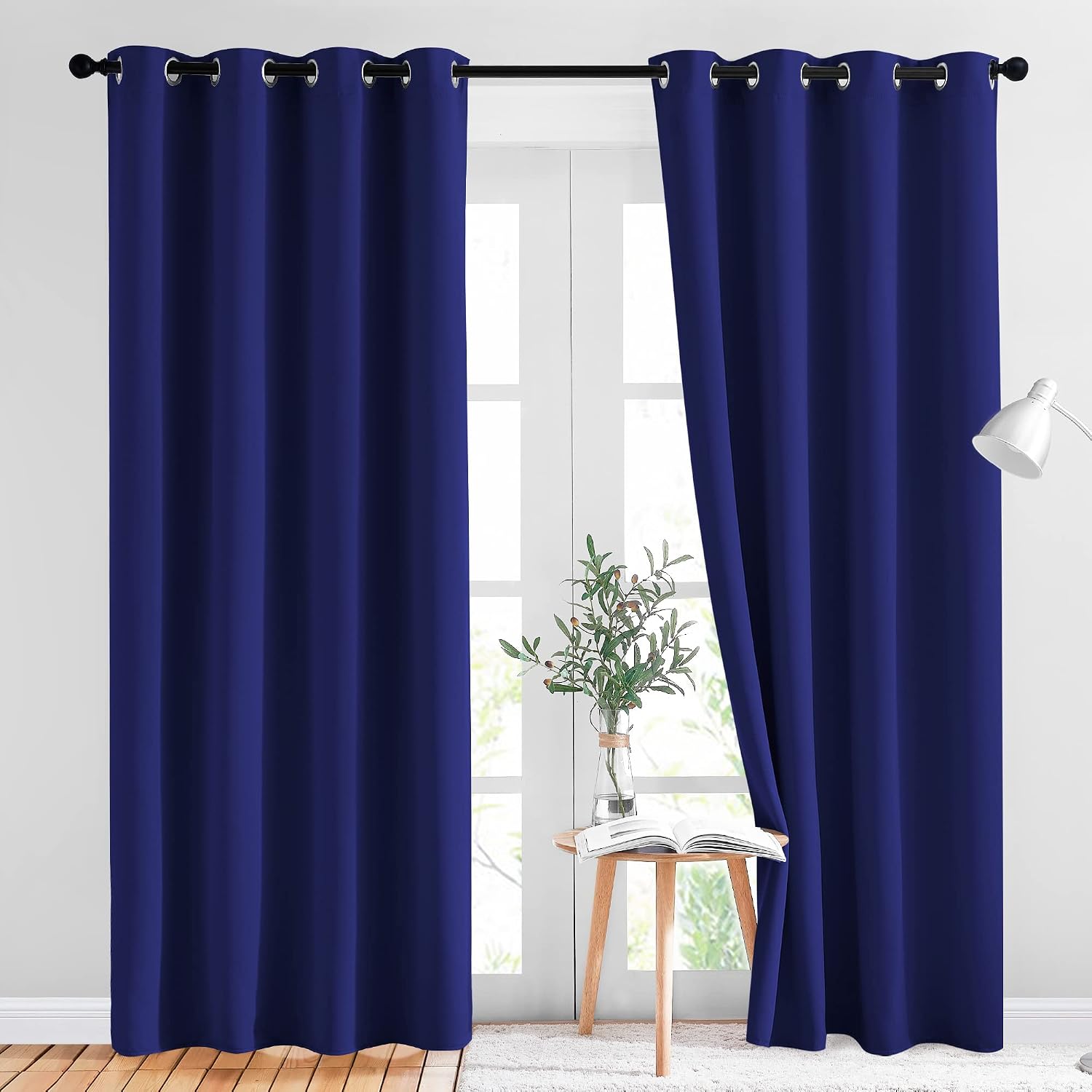 Nicetown Blackout Curtain Panels 84 - Window Treatment Energy Saving Thermal Insulated Solid Grommet Blackout Drapes for Living Room (Navy…