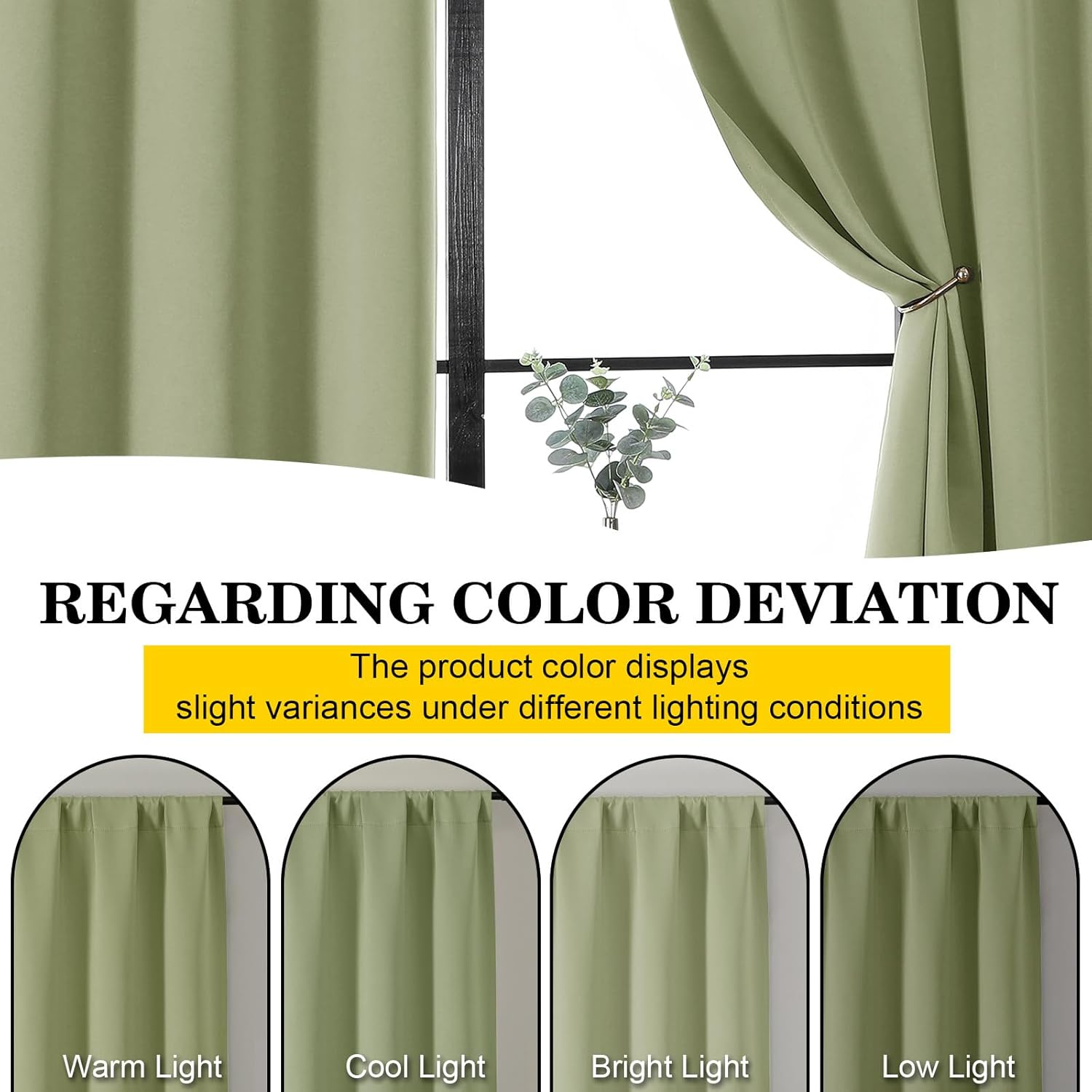 WelvetBLK Sage Green Room Darkening Curtains for Bedroom Living Room 45 Inch Length 2 Panels Set, Soft Solid Thermal Insulated Rod Pocket S…