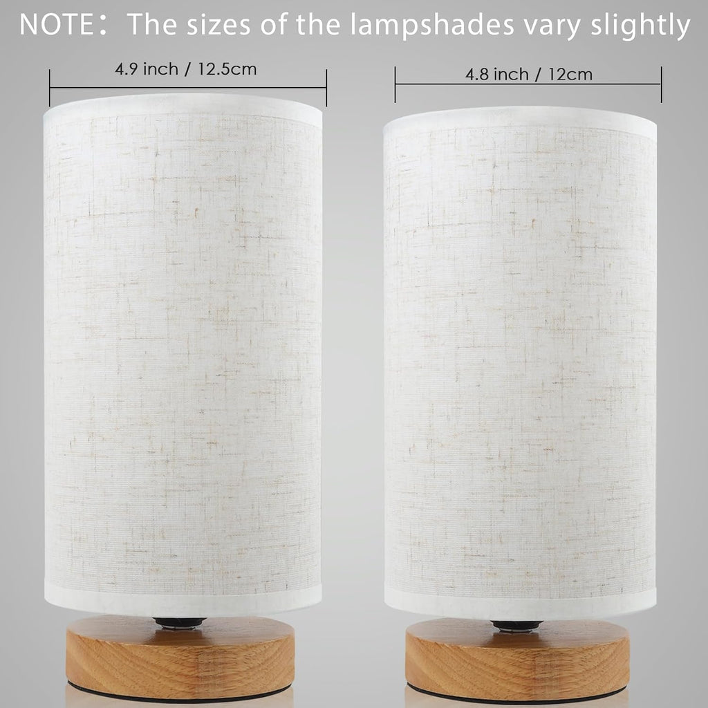 Table Lamps for Bedrooms Set of 2, Minimalist Bedside Lamps Set with Round Fabric Linen Shade, Reading Small Desk Lamp Set of 2 for Kids…