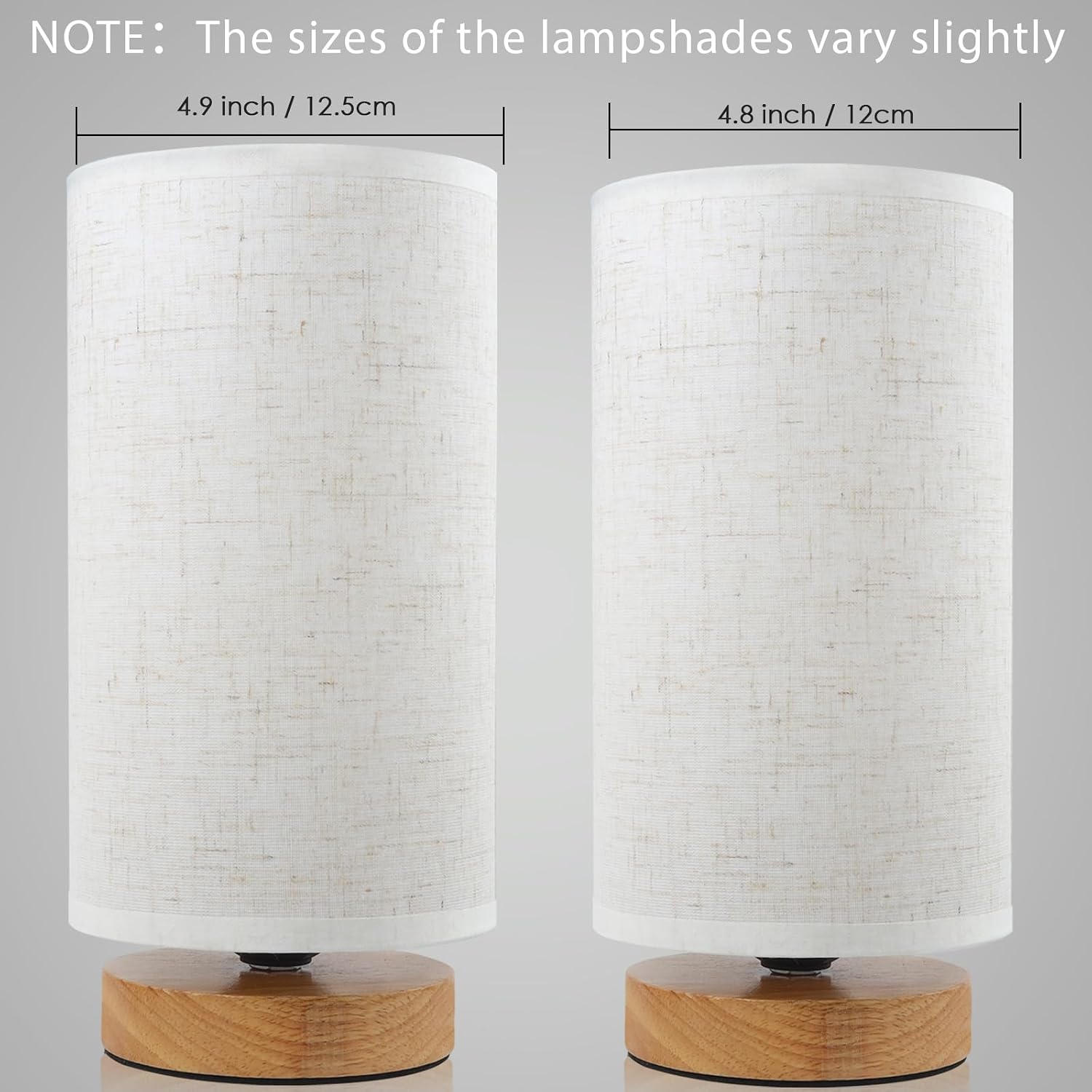 Table Lamps for Bedrooms Set of 2, Minimalist Bedside Lamps Set with Round Fabric Linen Shade, Reading Small Desk Lamp Set of 2 for Kids…
