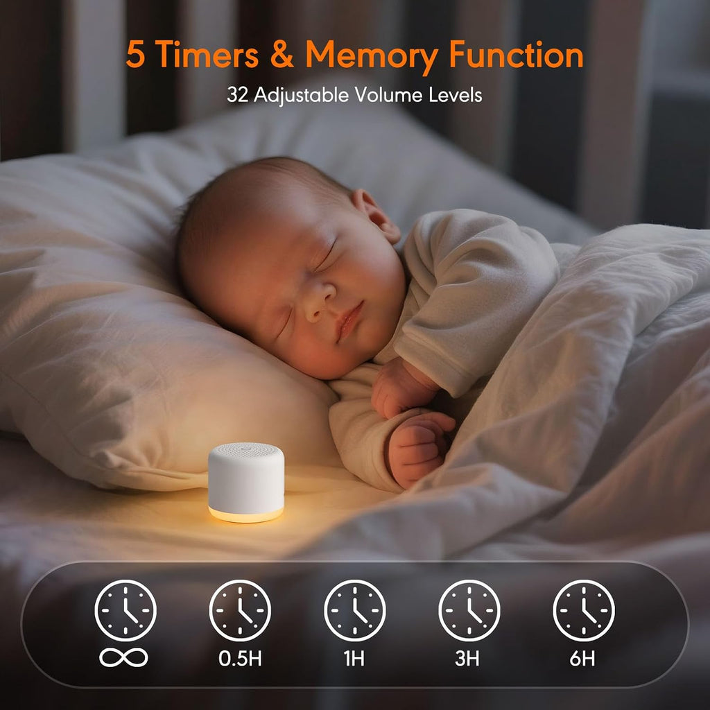 White Noise Machine with Night Light, 18 Soothing Sounds Portable Sound Machine for Baby Adults, Mini Travel Sound Machine for Sleeping…