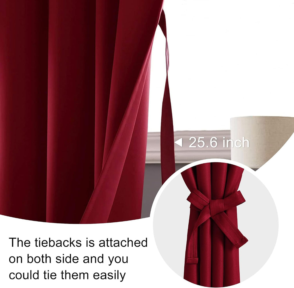 Jiuzhen Blackout Curtains for Bedroom - Thermal Insulated, Noise Reducing Room Darkening Privacy Rod Pocket Drapes for Living Room, Set of 2…