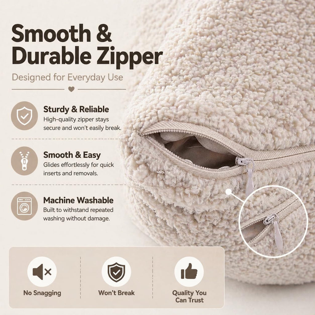 Reafort Sherpa Body Pillow Cover 21" x 54", Plush Fleece Long Body Pillowcase with Zipper Closure, Ultra Soft Fluffy Cozy Decorative…