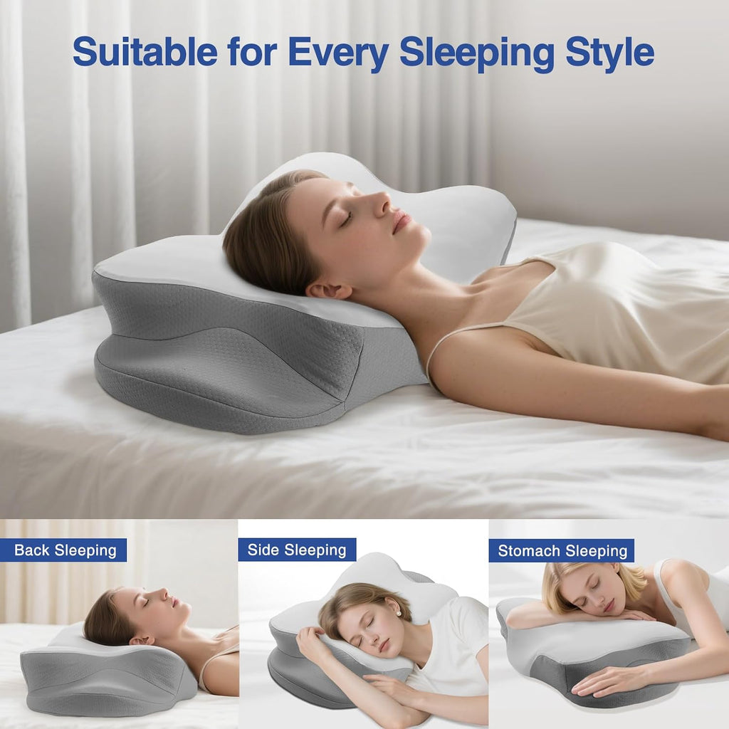 Qichida Cervical Neck Pillow - Cooling Pillow for Neck, Side Sleeper Pillow, Ergonomic Neck Pillow, Contour Orthopedic Memory Foam…