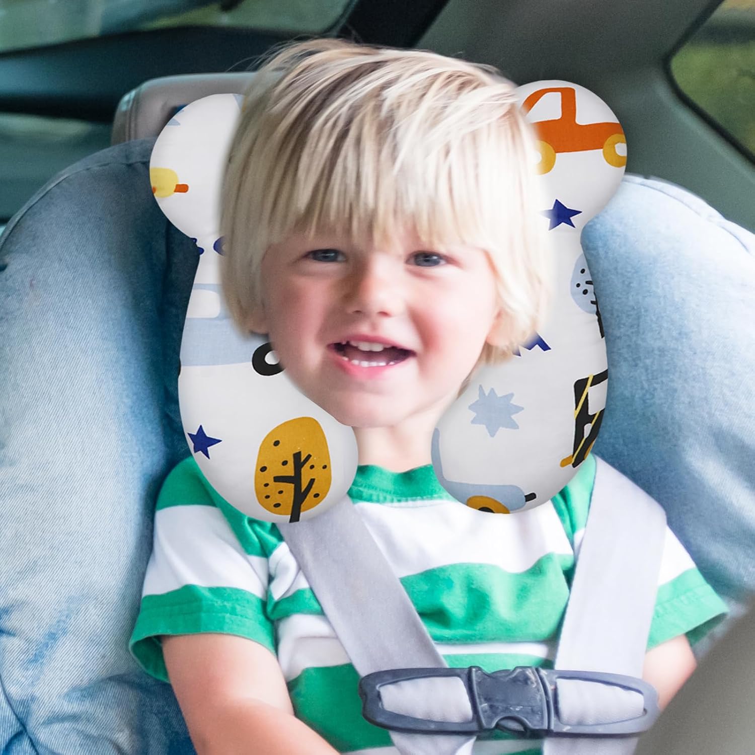 Baby Travel Pillow, Upgrade U-Shape Infant Head Support Pillow for Car Seat, Pushchair and Stroller, Soft Comfortable Neck Rest Cushion…