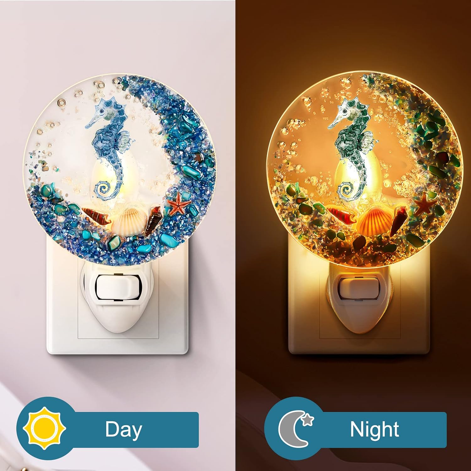 Hortsun Plug in Seashell Night Light Ocean Sea Animal Decorative Night Light Plug in Beach Lamps Vintage Ocean Lamps for Adult for Home…