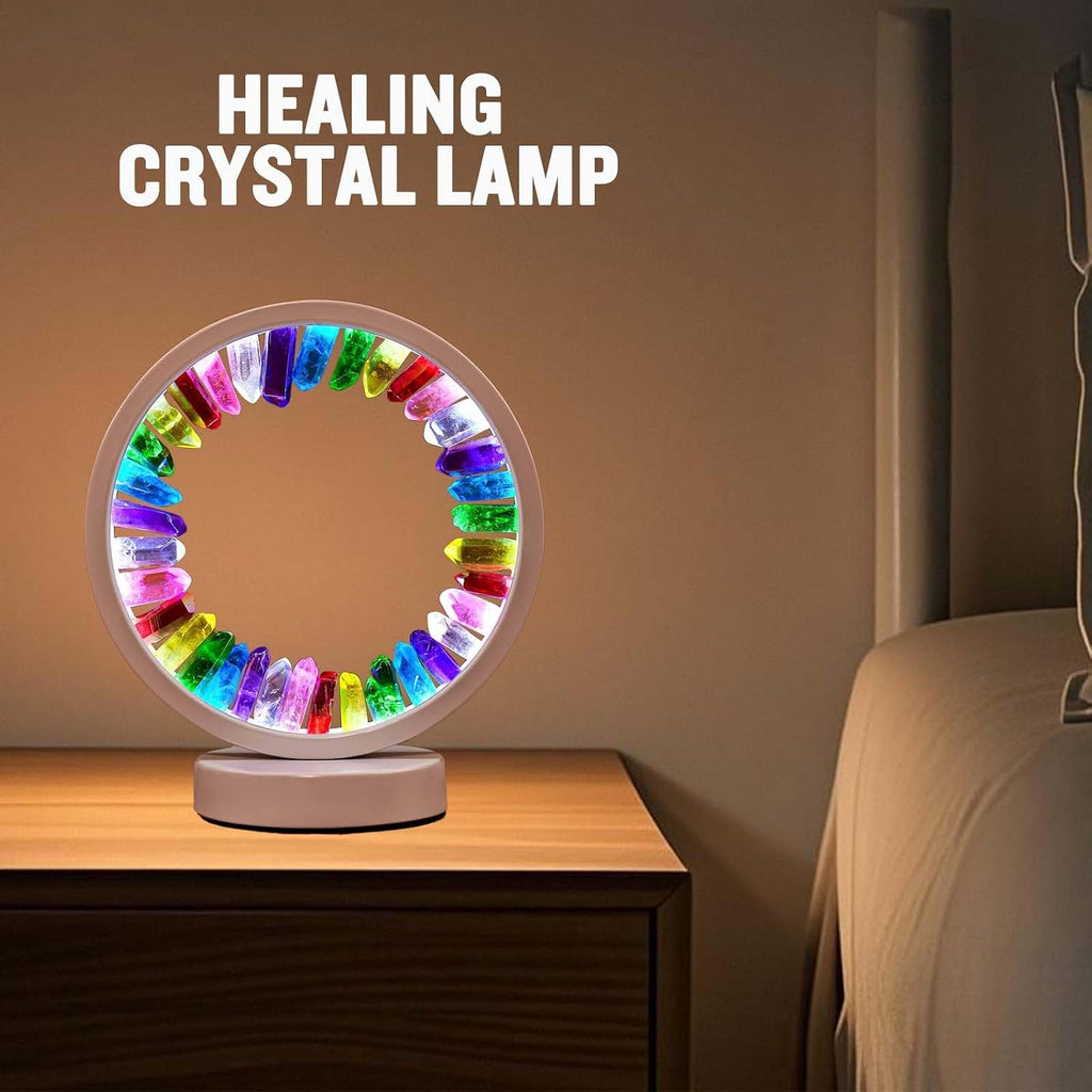 Runyansghi Chroma Electroplated Single Point Night Lamp 8.6" Healing Crystal Bedside Lamp USB Port 3 Colours Dimming Mode Bedroom Lamp…