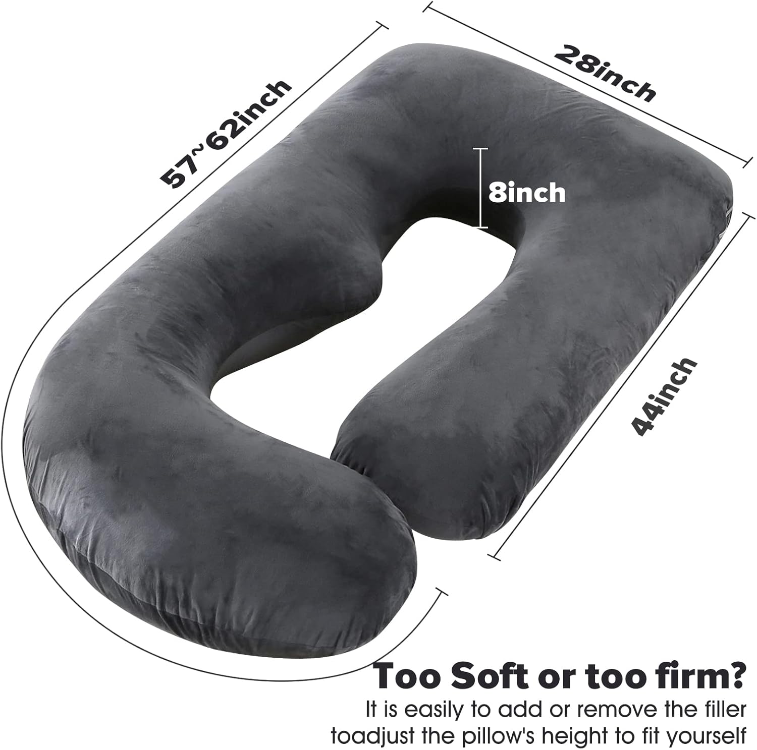 U-Shaped Full Body Pregnancy Pillow for Sleeping – 57" Maternity Pillow with Removable Cover, Support for Back, Legs, Belly & Hips…