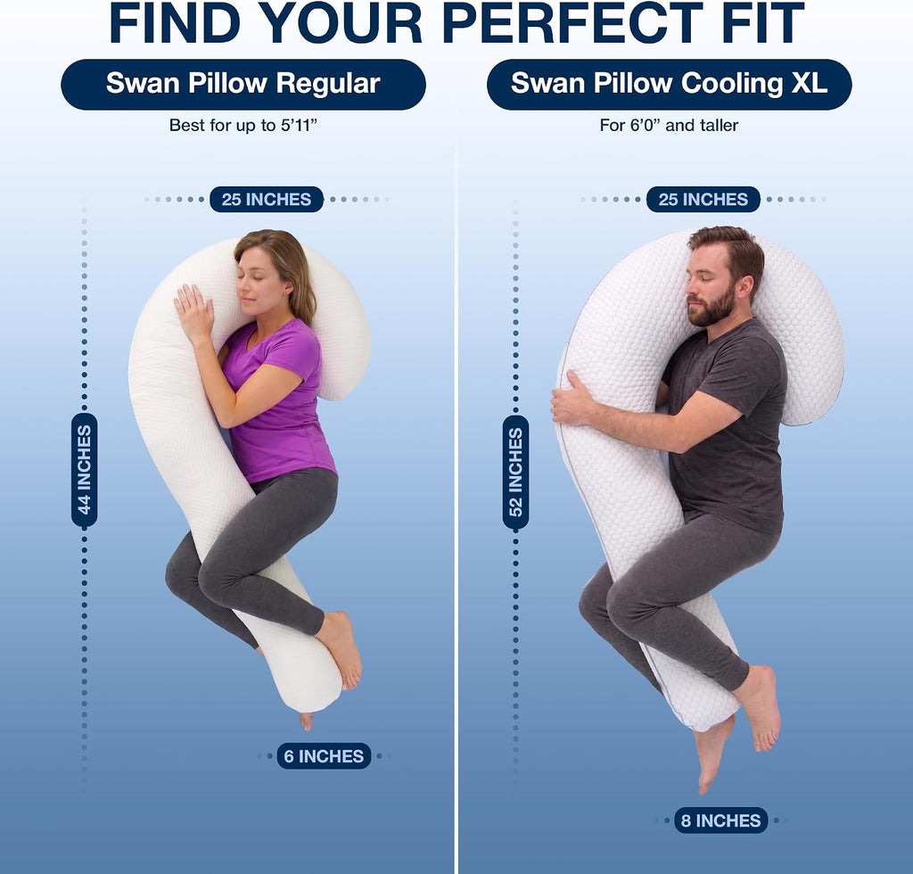 Contour Swan Original Body Pillow | Cozy, Huggable Pillow for Back, Hip, Knee, and Leg Relief | Total Comfort and Support for Side…