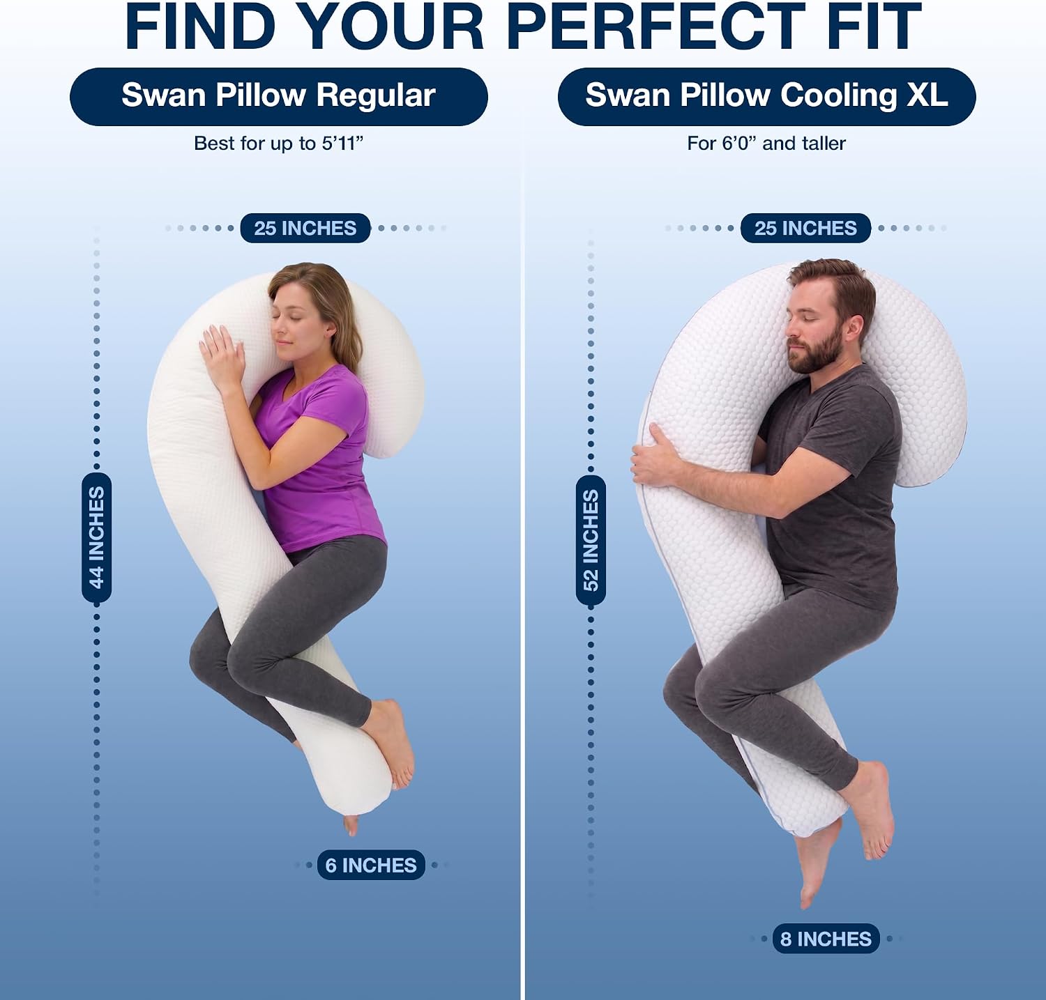 Contour Swan Original Body Pillow | Cozy, Huggable Pillow for Back, Hip, Knee, and Leg Relief | Total Comfort and Support for Side…