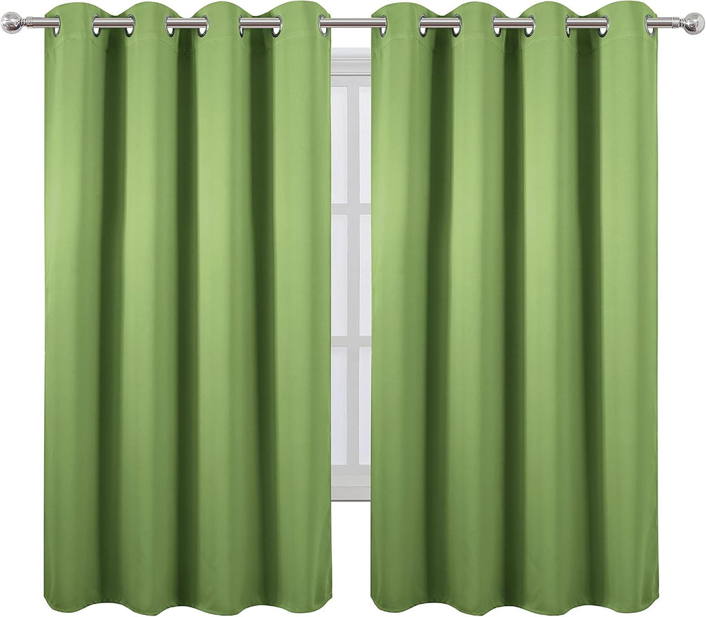 Lemomo Blackout Curtains 52 x 63 inch/Light Green Curtains Set of 2 Panels/Thermal Insulated Room Darkening Bedroom Curtains 63 inch Green