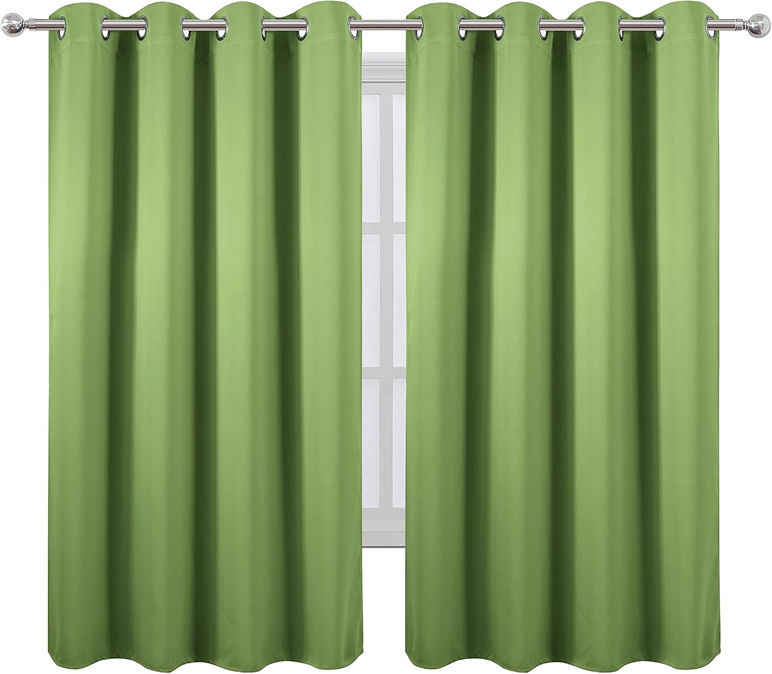 Lemomo Blackout Curtains 52 x 63 inch/Light Green Curtains Set of 2 Panels/Thermal Insulated Room Darkening Bedroom Curtains 63 inch Green