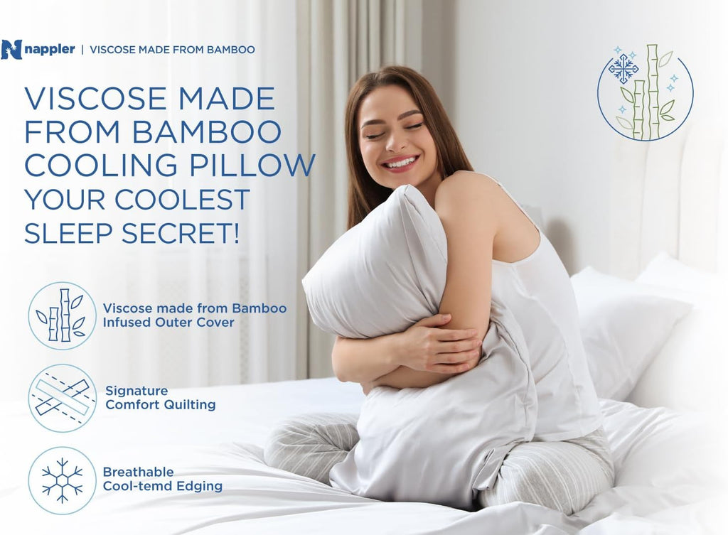 Nappler Cooling Pillow for hot Sleepers - Bed Pillows Queen Size Set of 2 - Adjustable Shredded Memory Foam - Medium to Firm Pillows for Ba…