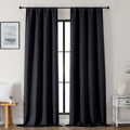 Gwine Black Blackout Curtains for Bedroom 96 inches Long 2 Panels, Solid Thermal Insulated Noise Reducing Room Darkening Rod Pocket…