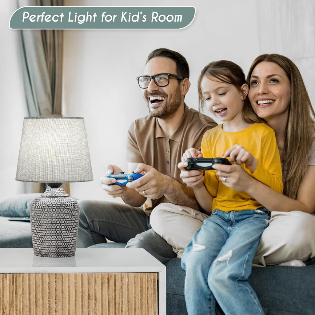 Sucolite 11.8'' Small Table Lamps Set of 2, Bedside Nightstand Lamps for Bedroom Kid’s Room, Cute Desk Lamps with Studded Texture Base…