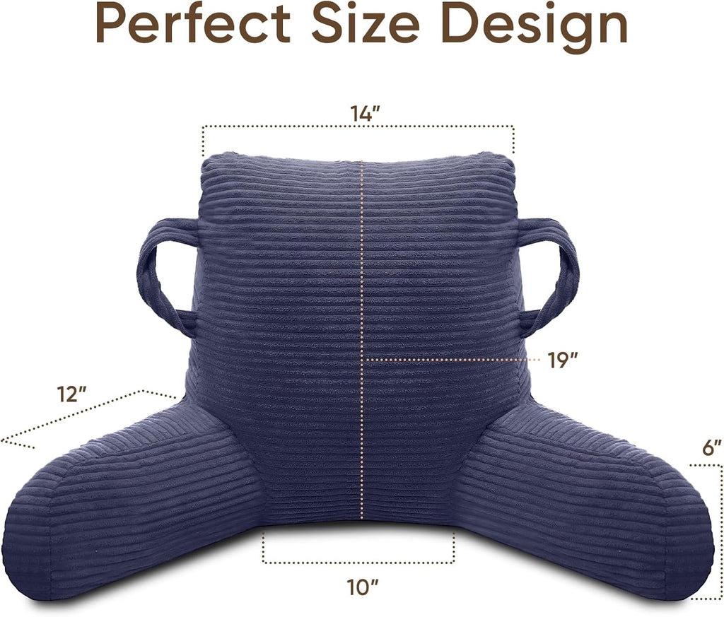 Reading Pillow for Sitting in Bed Adult, Bed Reading Pillow with Shredded Memory Foam, Back Pillow for Sitting with Arms and Pockets…