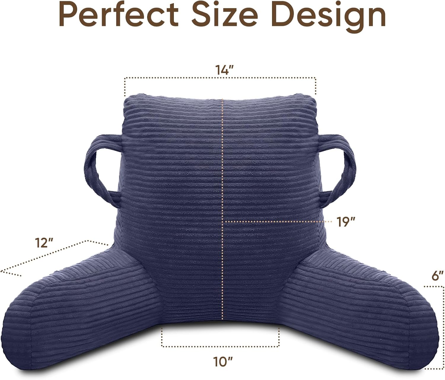 Reading Pillow for Sitting in Bed Adult, Bed Reading Pillow with Shredded Memory Foam, Back Pillow for Sitting with Arms and Pockets…