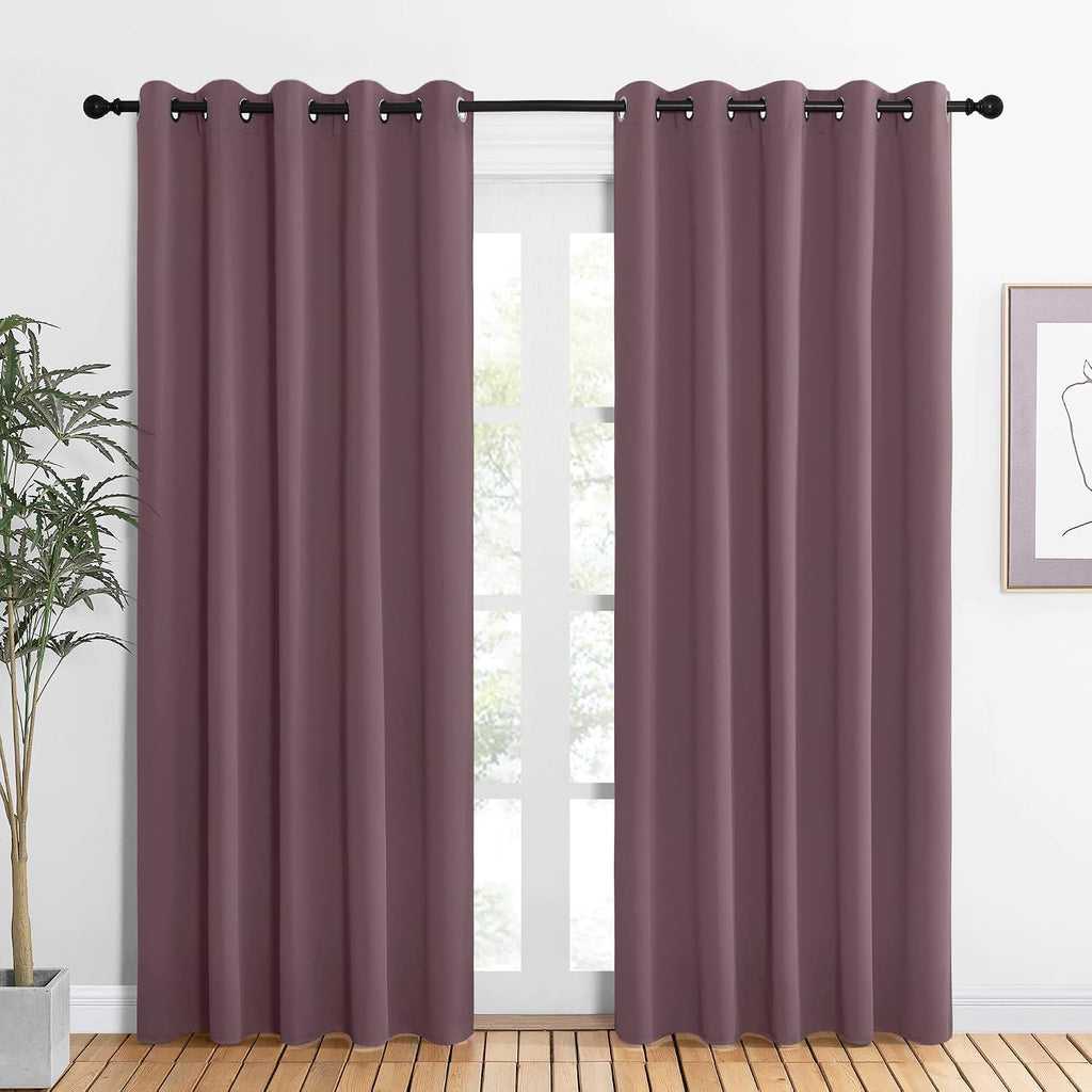 NICETOWN Room Darkening Draperies Window Curtain Panels, Dry Rose, 2 Panels, W60 x L84 -inch, Thermal Insulated Grommet Room Darkening…