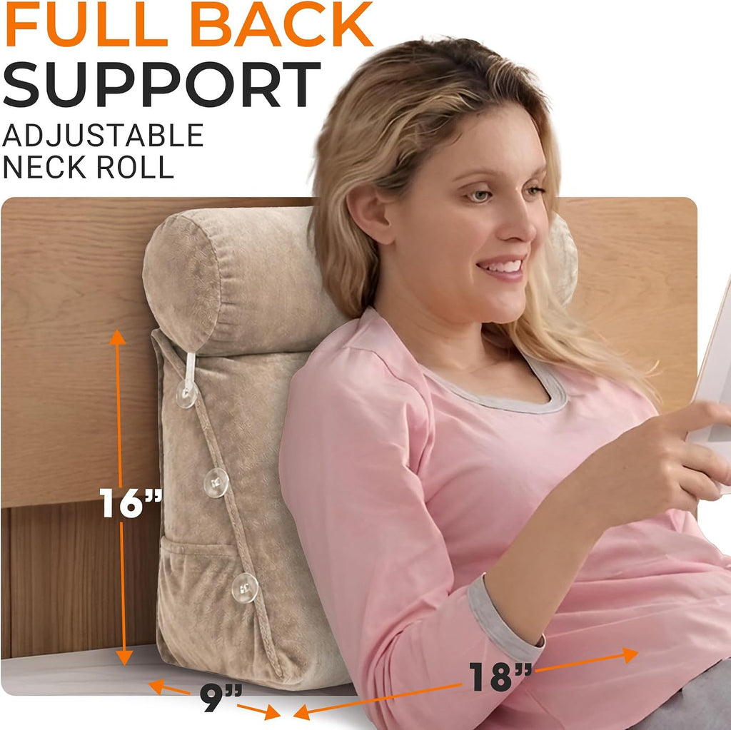 Cheer Collection Reading Wedge Pillow - Adjustable Wedge Reading Pillow with Neck Support, Hollow Fiber-Filled Backrest Pillow for…