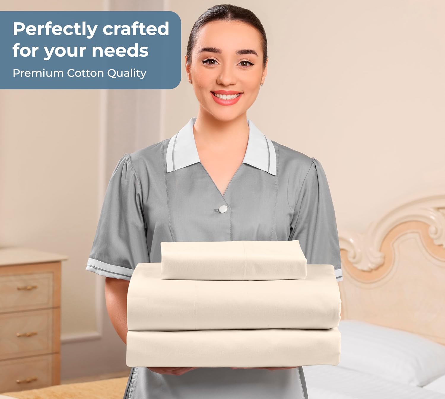 Royalelinens ROYALE LINENS 100% Organic Cotton Twin Sheet Set - Percale Weave - 3 Pieces Set - 1 Flat, 1 Deep Pocket Fitted Sheet and 1 Pil…