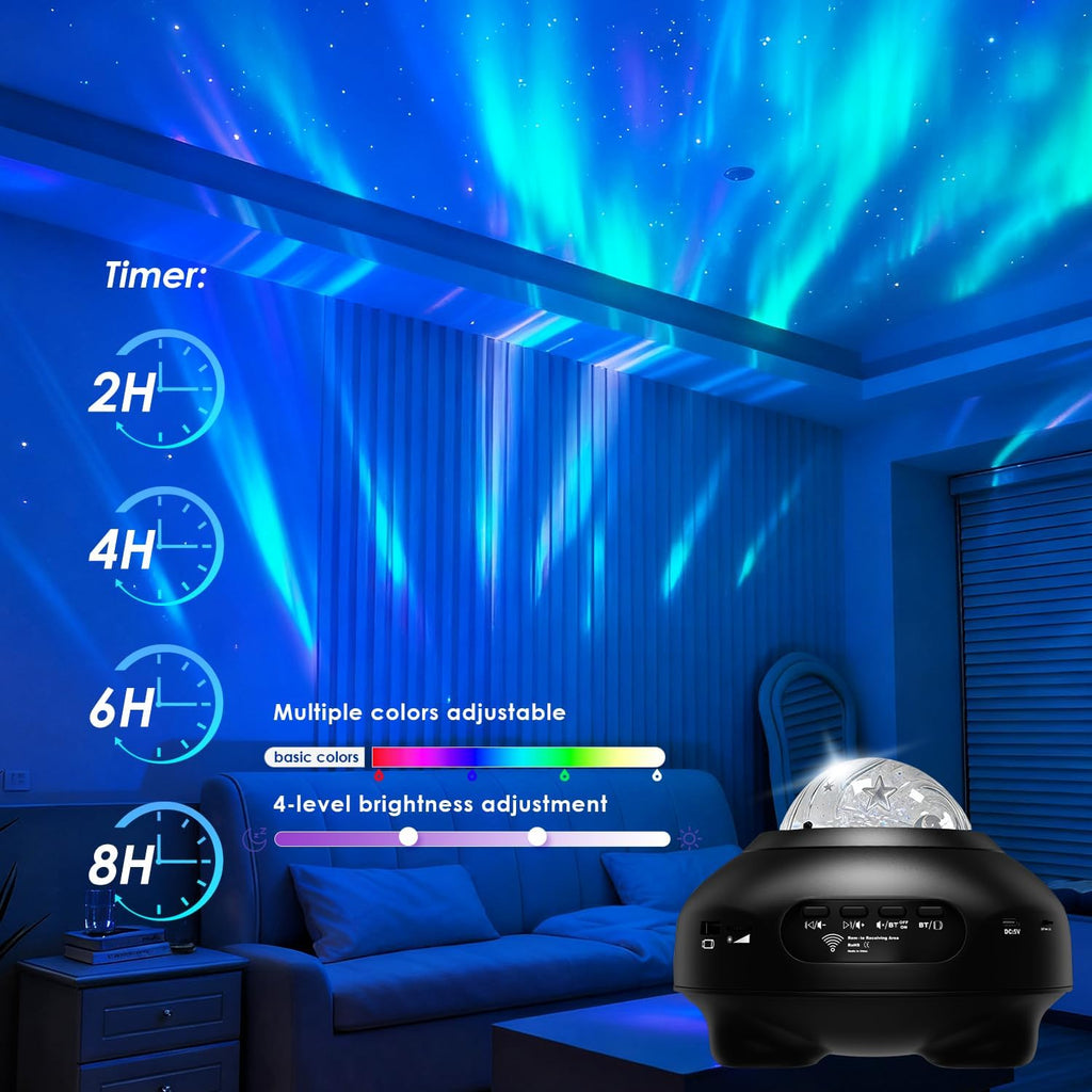 Ranfare Galaxy Projector Northern Lights Projector, 15 White Noise&Bluetooth Northern Lights Projector, Remote+Timer Star Projector Galaxy…