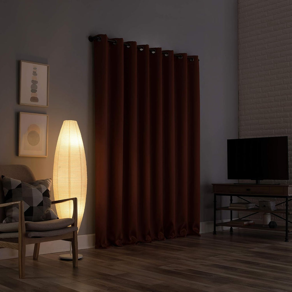 Sun Zero Nordic 2-pack Theater Grade Extreme 100% Blackout Grommet Curtain Panel Pair, 52" x 96", Terracotta