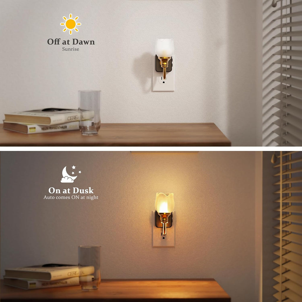 JandCase Night Light, Night Lights Plug into Wall, Glass Tulip LED Nightlight, Color Changing Dimmable Flower Nightlights, Dusk to Dawn…
