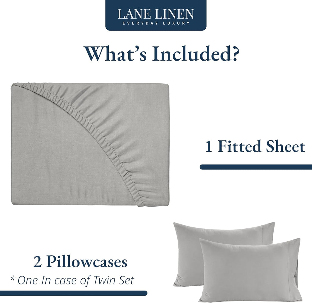 LANE LINEN Twin XL Fitted Sheet, 100% Organic Cotton 2-Piece Set (1 Fitted Sheet, 1 Pillowcase), Percale Weave, Bottom Sheet, Soft…