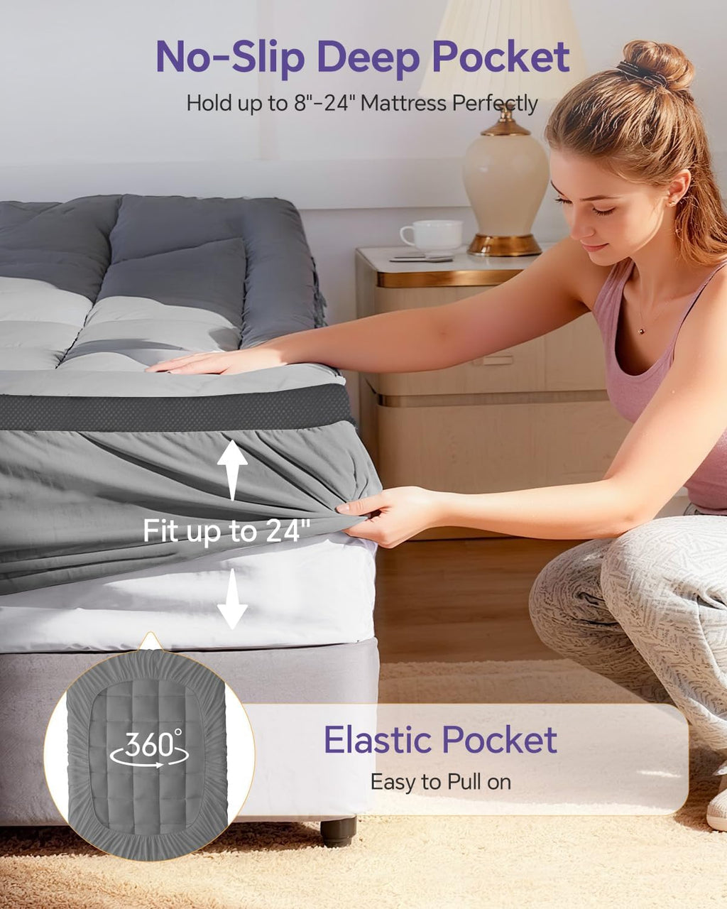 ChiXpace 4 Inch King Mattress Topper Dual Layer Memory Foam Mattress Topper, Soft Pillow Top Mattress Cover, Gel Foam Mattress Egg Crate…