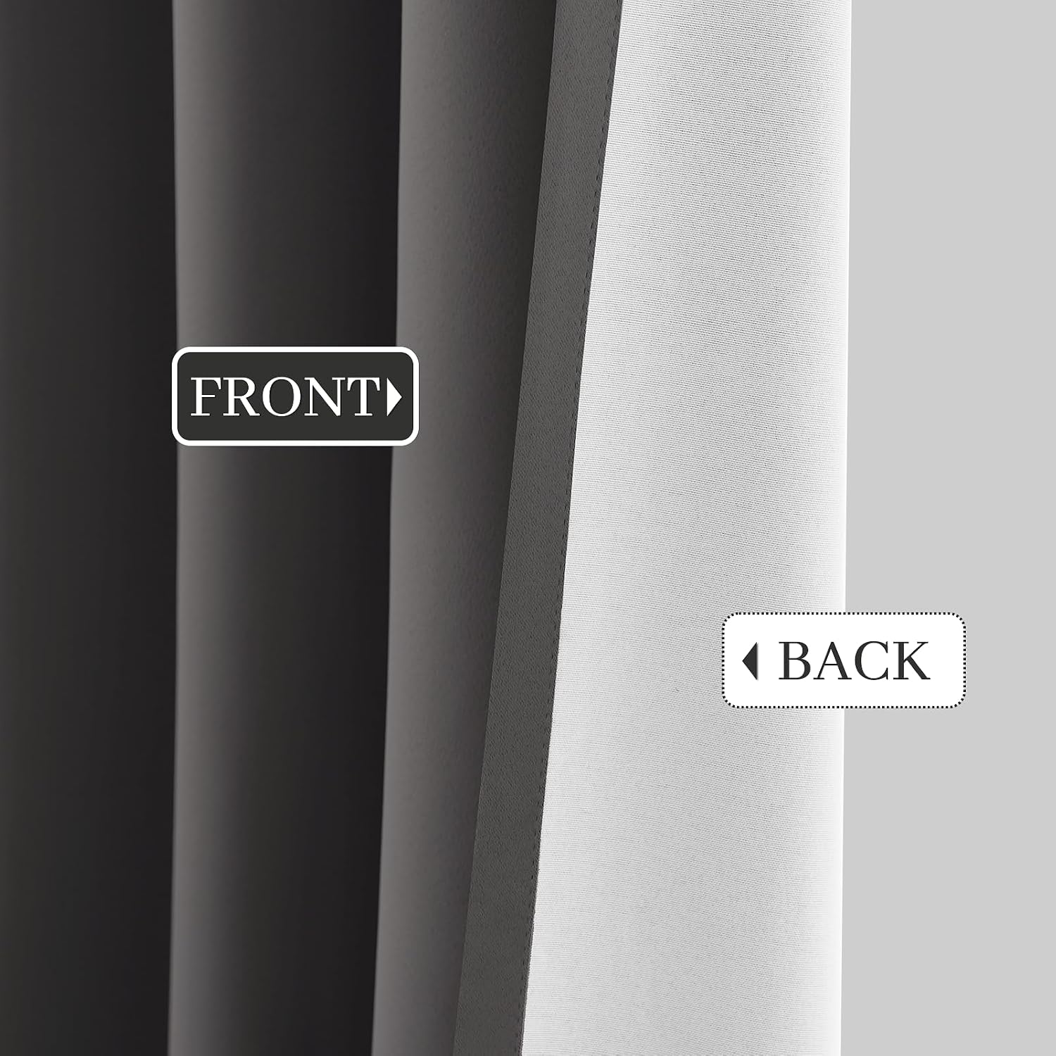 Yakamok Room Darkening 100% Blackout Curtains Grommet Window Treatments with 2 Thick Layers-Charcoal Grey Thermal Insulated Drapes Set of 2…