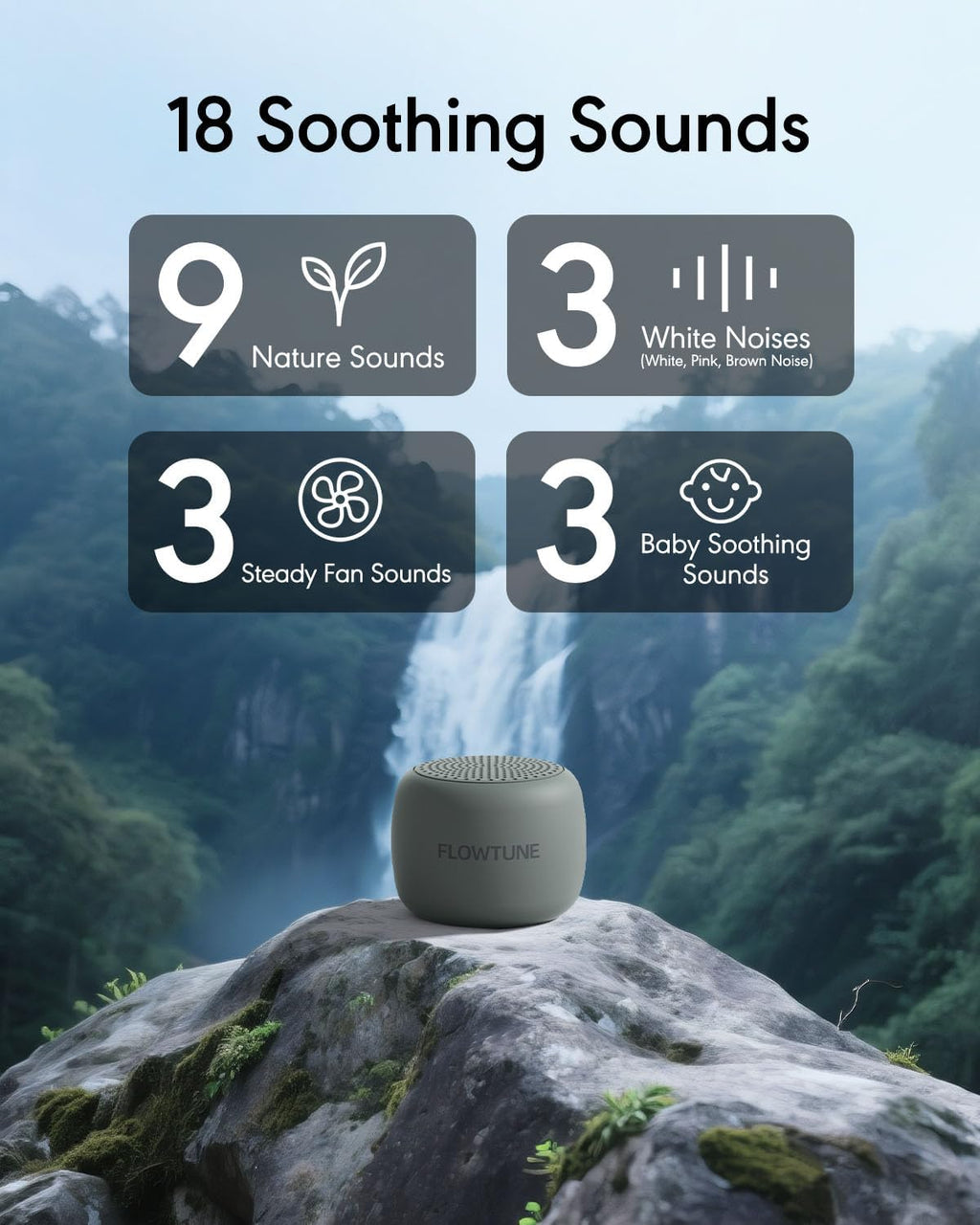 Sound Machine Flowtune White Noise Machine for Baby Adults, Mini Portable Sound Machine for Travel, 6H Timer, 18 Soothing Sleep Sounds…