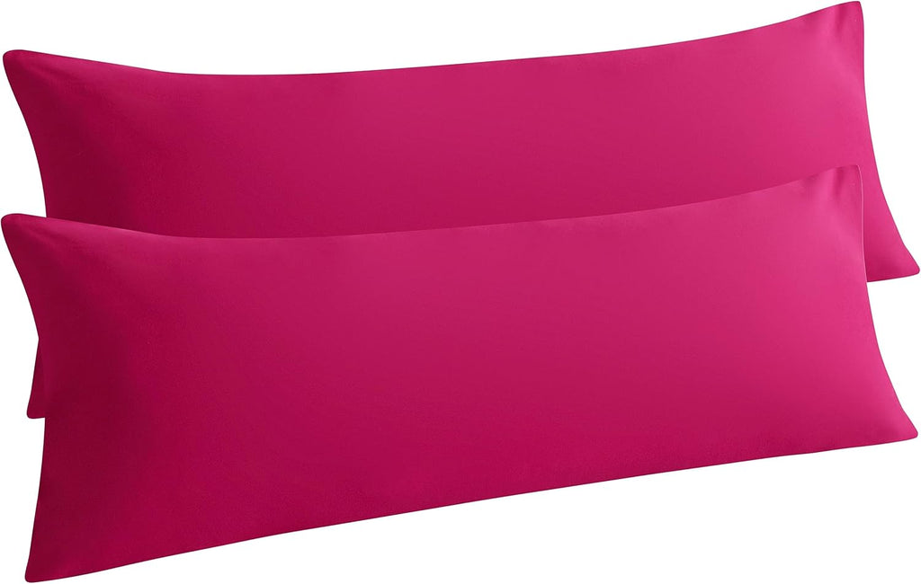 Ntbay Body Pillowcase Set of 2, 20x54 inches, Soft, Wrinkle, Fade Resistant, Magenta, Microfiber, Envelope Closure, 2 Pcs, Machine Washable…
