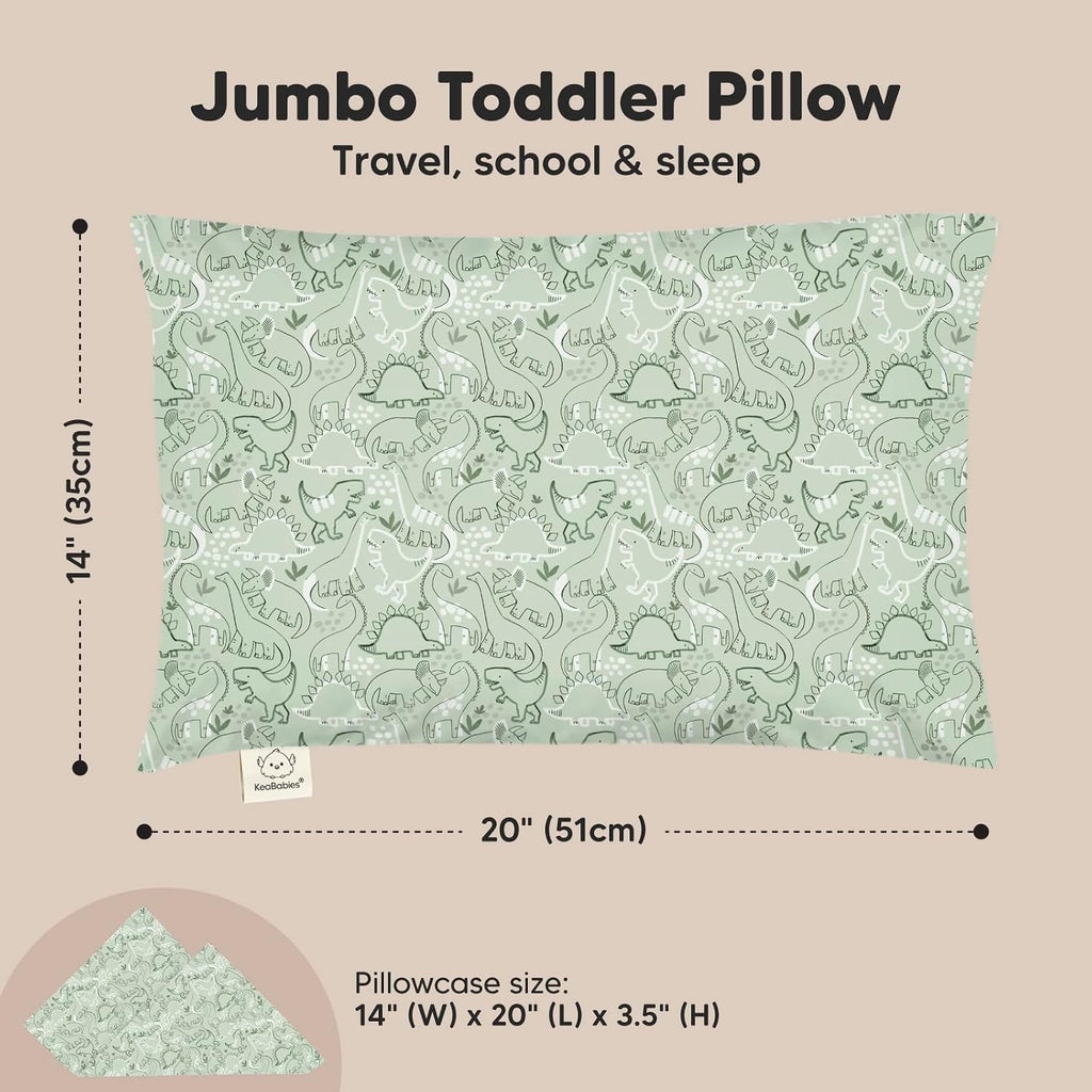 KeaBabies Toddler Pillow with Pillowcase, Jumbo 14X20 - Soft Organic Cotton Toddler Pillows for Sleeping - Machine Washable - Perfect for…