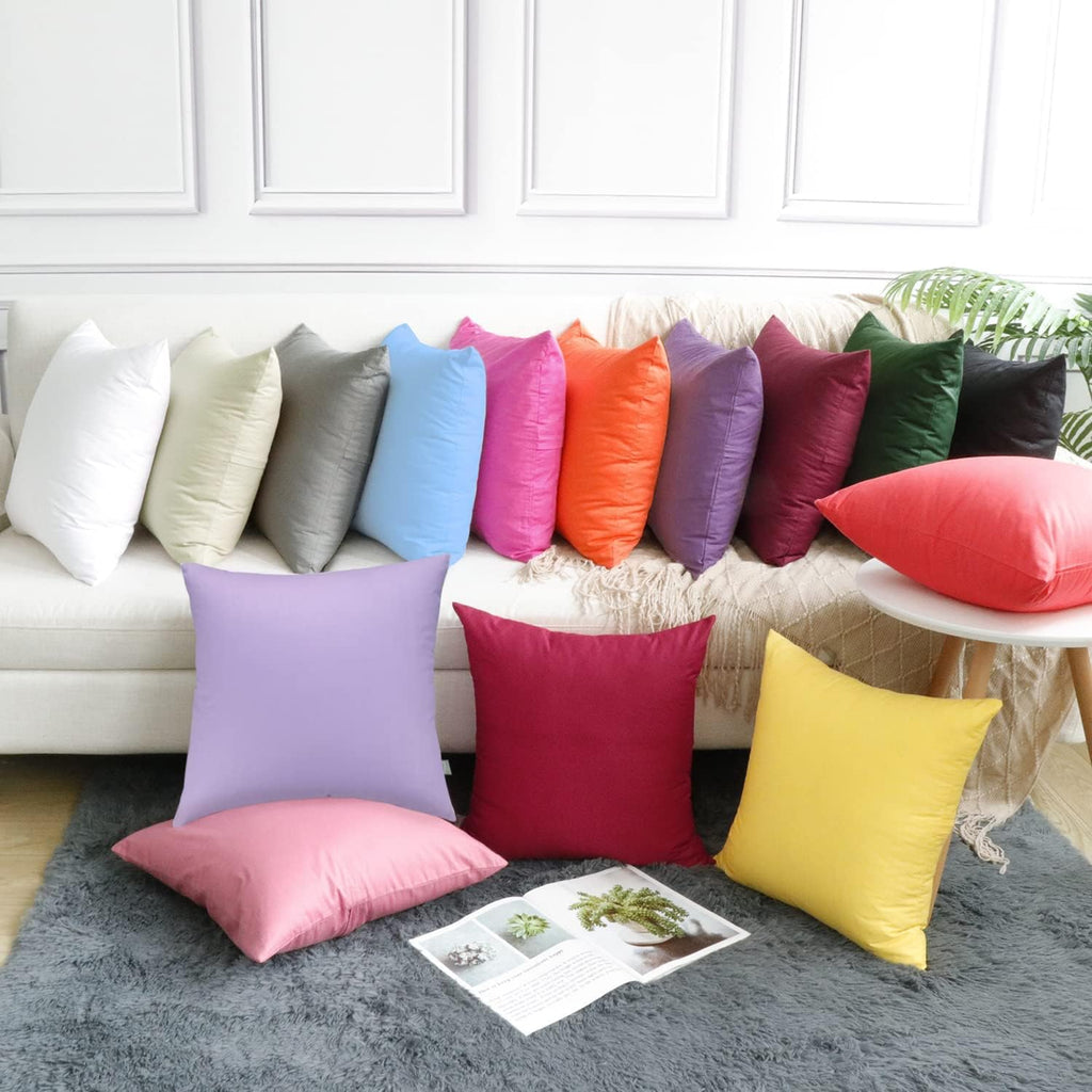 Thmyo 4-Pack 100% Cotton Comfortable Solid Decorative Throw Pillow Case, Square Cushion Cover Pillowcase Sublimation Blank Pillow Covers DI…