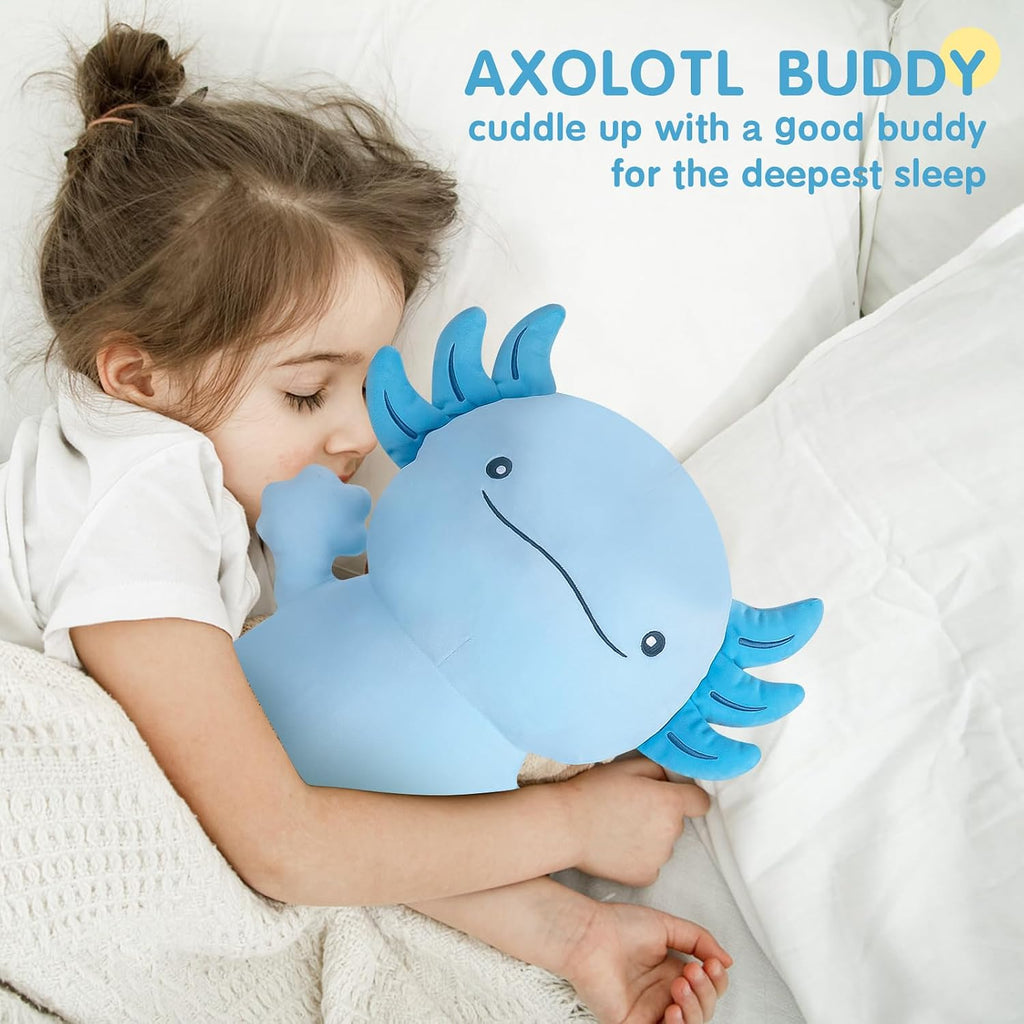 Dalmao 36 inch Cute Giant Blue Axolotl Plush Soft Body Pillow, Large Axolotl Stuffed Animals Toy, Squishy Plushies Gifts for Kids Boys…